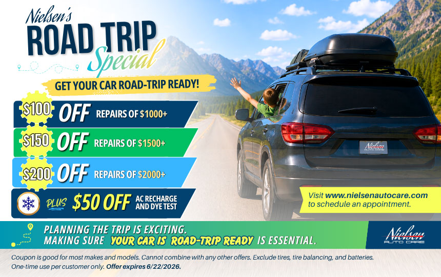 Car repair discounts for road trip readiness.